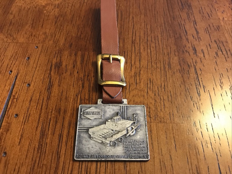 BLAW KNOX Asphalt & Concrete Paving Equipment CO Watch Fob W/leather Strap