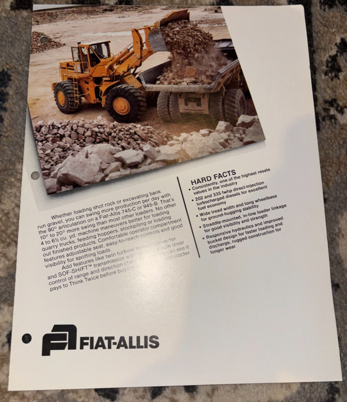 Fiat Allis 745-B 945-B Wheel Loader Brochure AMIL25