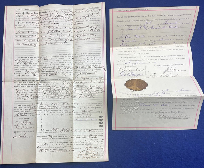 Jerome Increase J I Case Personally Signed Mortgage Loan Document Antique