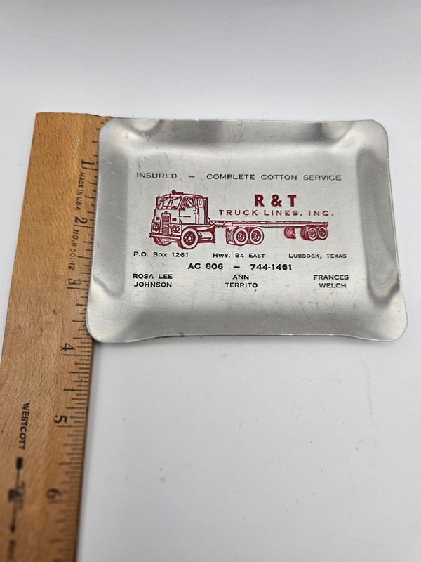 Vintage R T Truck Lines Metal Advertising Tray Lubbock Texas Truck gallery