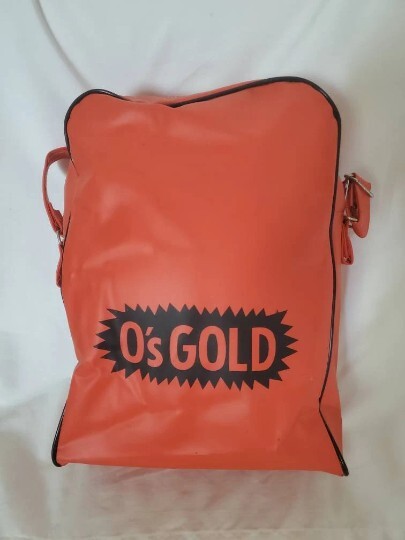 Vintage O’s Gold Seed Travel Bag Neon Orange Zip w/strap Carry-On