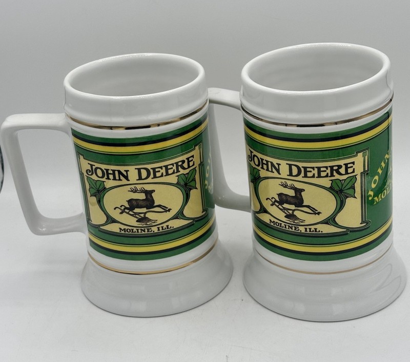Set of 2 - 2006 John Deere Beer Steins or Coffee Mugs Moline Illinois Large 6.5" gallery