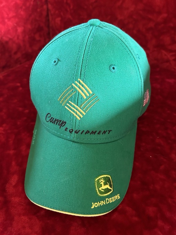 John Deere Hat Cap by The Max Hat 100% Cotton Green Camp Equipment OS USA Flag