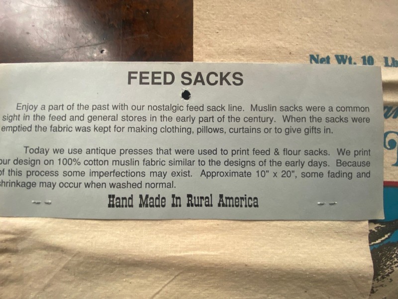 Baumanns’s Dairy Feed Feed Sack Fabric Muslin Gift Bags Novelty NOS Set Of 4 gallery
