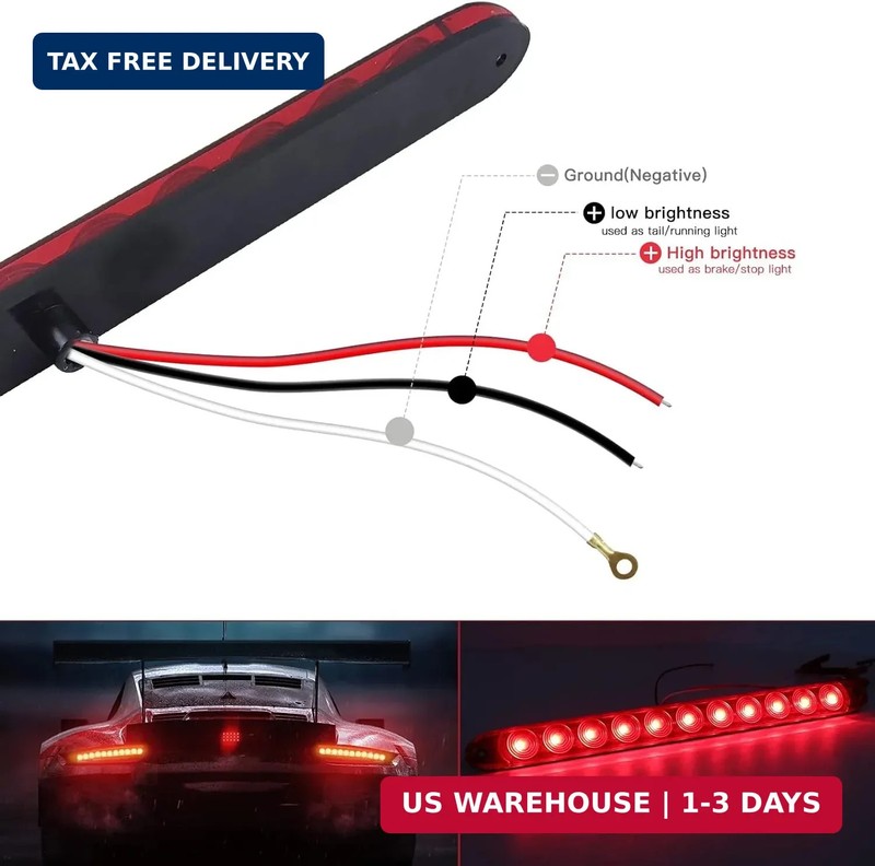 ALFU 4pcs Red 11 LED 16 inches Trailer Light Bar IP65 Waterproof for Park Turn S gallery