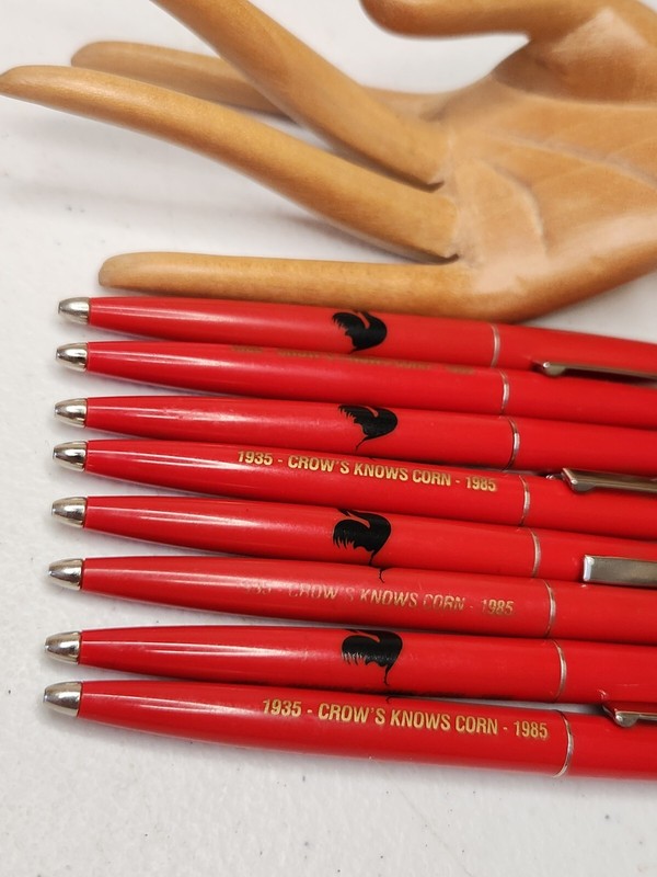 8 Vintage “S” CROW’S Knows Corn HYBRID CORN 50 Year Ballpoint PEN 1935-1985