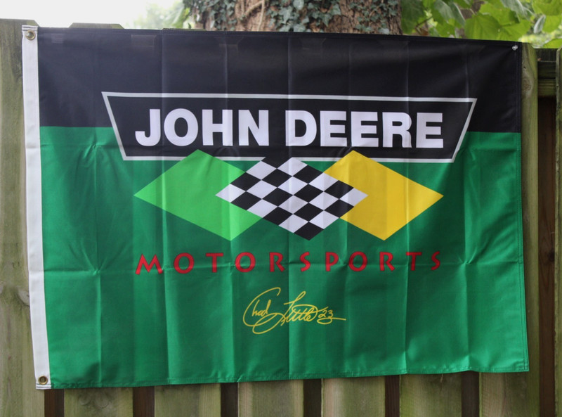 NOS UNUSED MINT ~1990’s JOHN DEERE MOTORSPORTS Old 29×43 inch Cloth Banner Flag