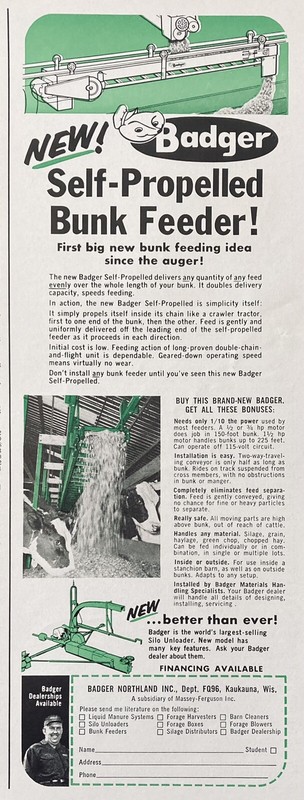 1966 AD.(XH35)~BADGER NORTHLAND, INC. KAUKAUNA, WIS. BADGER BUNK FEEDER