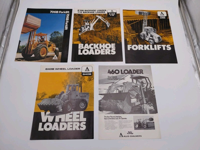 Lot Of 5 Vintage Allis- Chalmers Loaders- Forklifts- Backhoe Brochures