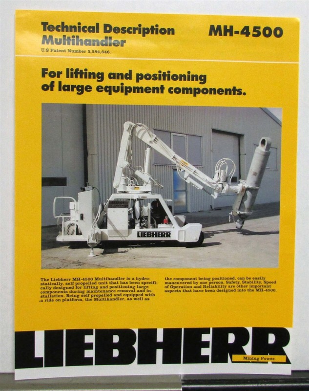 1998 Liebherr MH-4500 Multihandler Specifications Construction Sales Brochure
