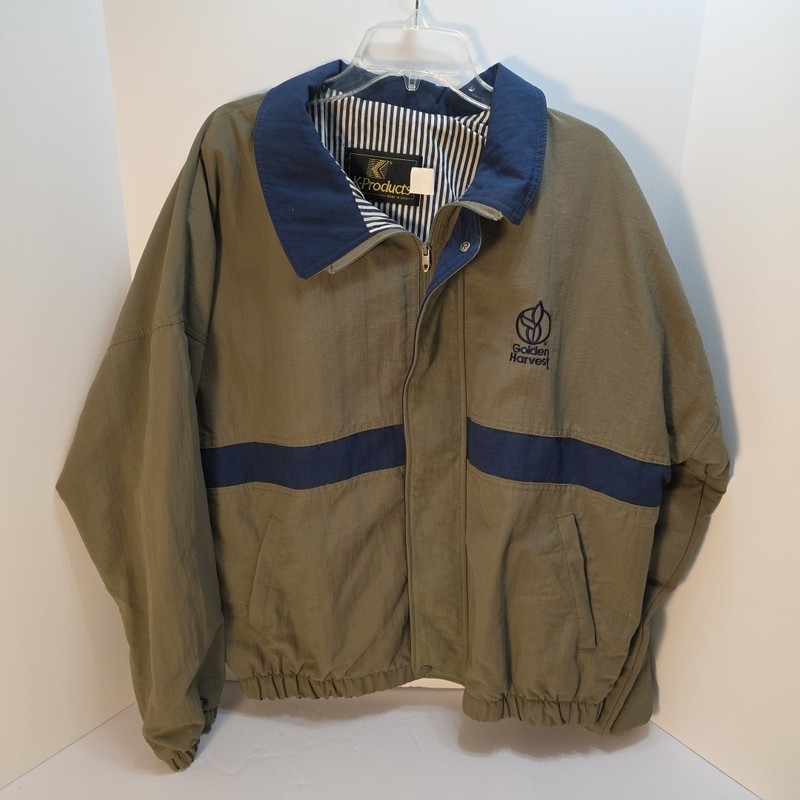 Vintage Golden Harvest Seed Zip Up Light Jacket, Size XL, Nice Shape