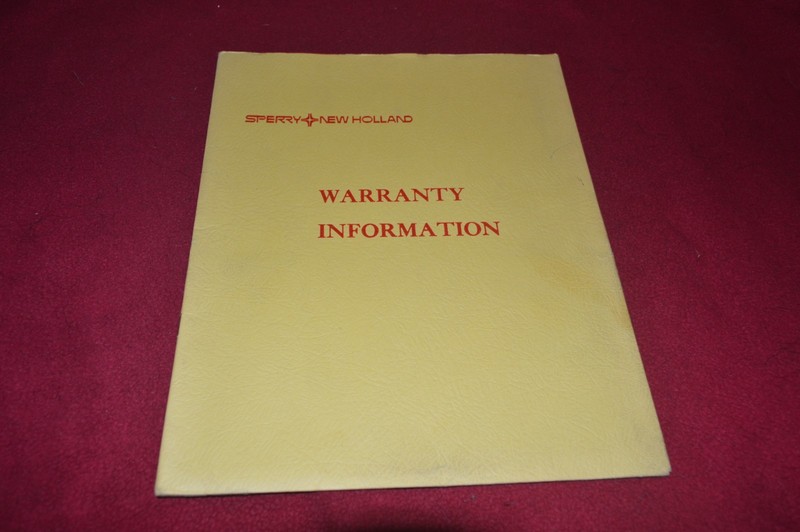 New Holland Equipment Warranty Information Folder YABE17 Folder Only