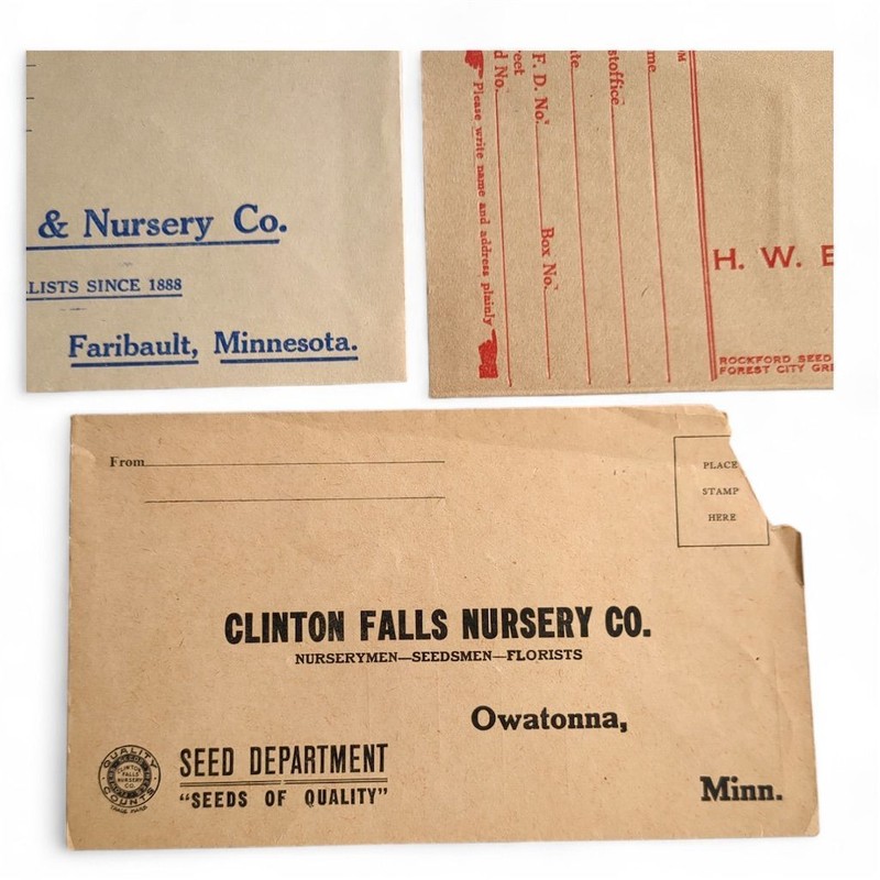 Seed Company Advertising 5 Envelopes HW Buckbee RH Shumway Farmer Seed Vintage gallery