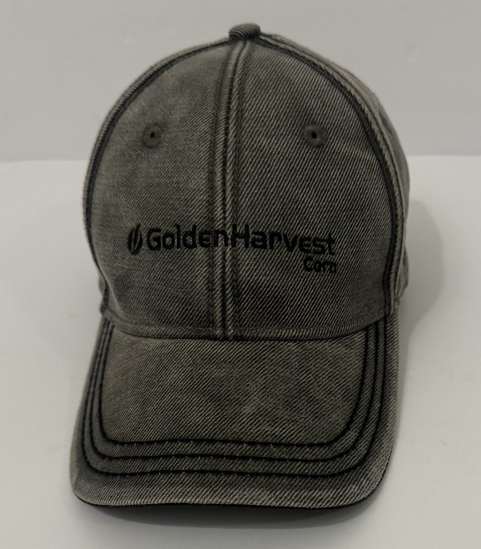 Golden Harvest Corn Gray Black Baseball Cap Agriculture Advertising Hat
