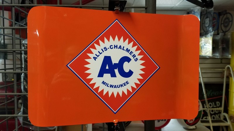 ALLIS CHALMERS AC CLASSIC TRACTOR NOSTALGIC SPINNING SIGN 2 SIDED 2 MESSAGE