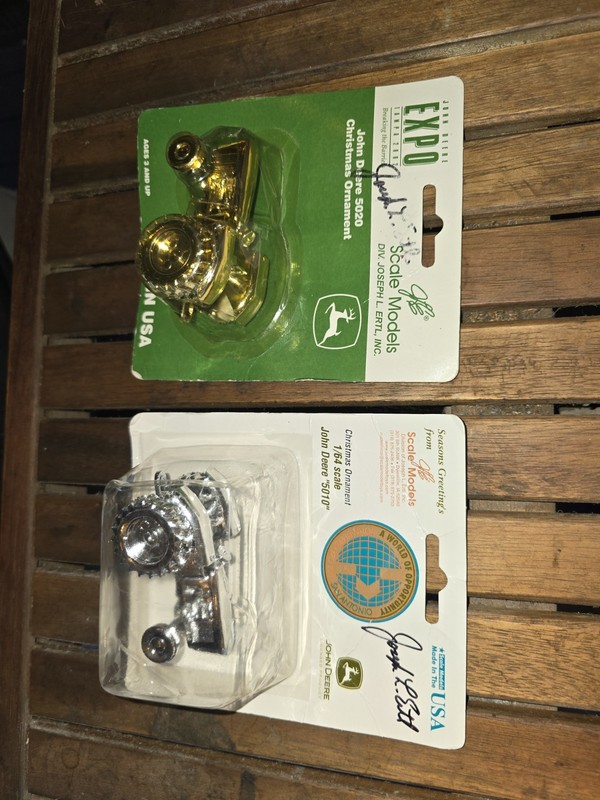 ERTL John Deere Christmas Ornament 5020 5010 Gold Silver Signed Dealer Only Rare