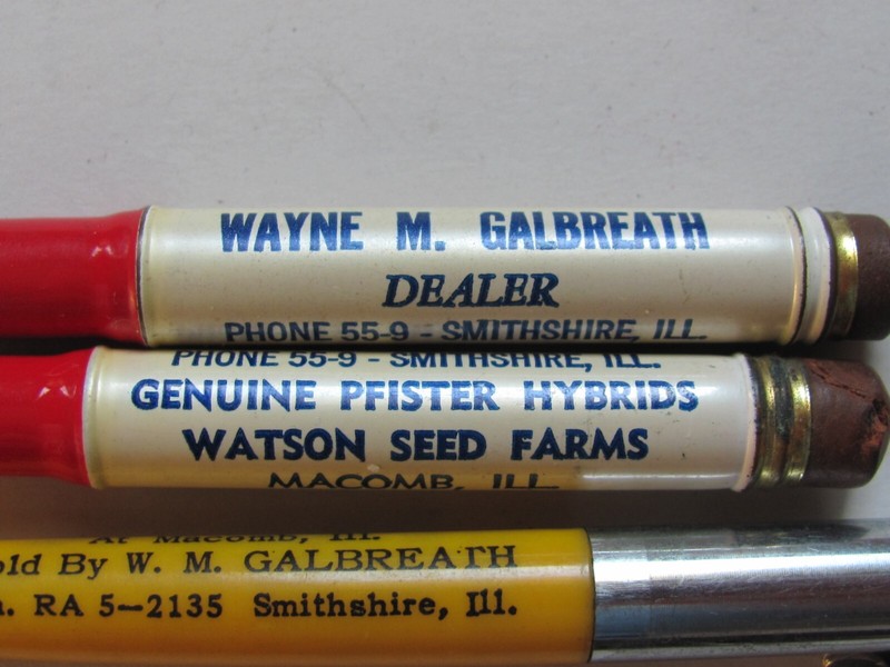 3 VTG FARM PENCIL PFISTER HYBRID CORN WATSON SEED MACOMB IL GALBREATH SMITHSHIRE