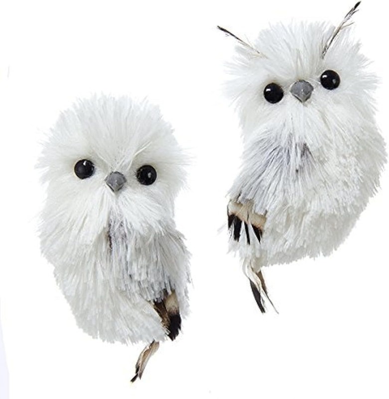 5.1in Silver Hanging Owl Acrylic Christmas Ornament 2pcs