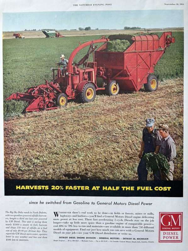 1954 General Motors Diesel Power Farm Tractor Big Sky Dehy Ranch VTG Print Ad