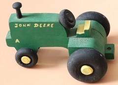 Vintage Handmade Wooden John Deere Tractor Primitive Folk Art Farm