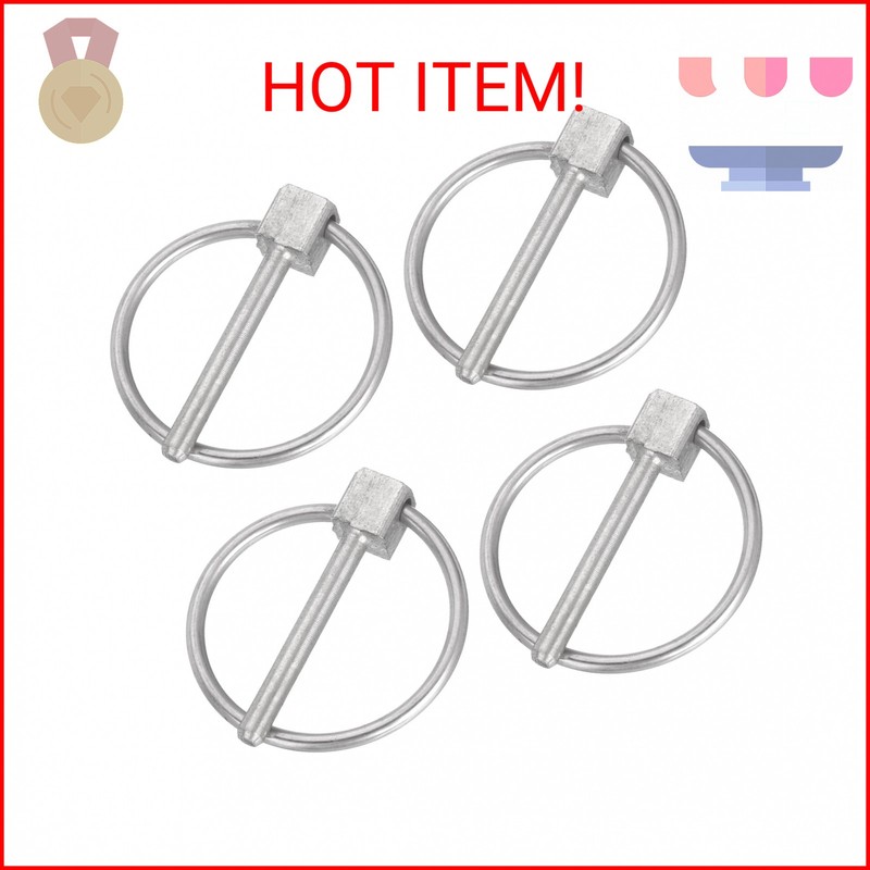 uxcell 4Pcs 1/8" x 1" Linch Pin with Ring, Stainless Steel Round Linch Pins for