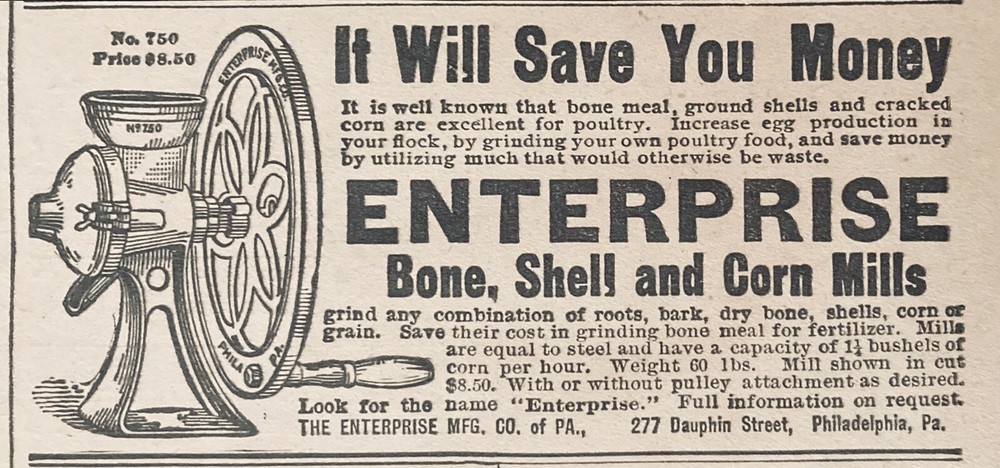 1906 AD.(XH56)~ENTERPRISE MFG. CO. PHIL., PA. ENTERPRISE NO.T50 CORN MILLS