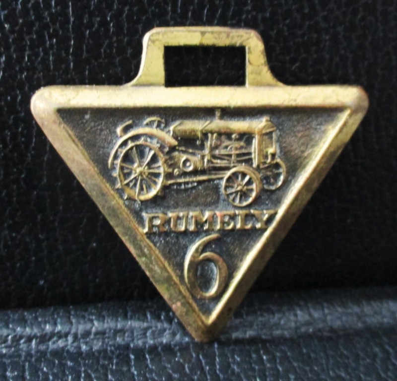 RARE! Advance Rumely Thresher Company Model 6 Tractor Brass Watch Fob LaPorte IN