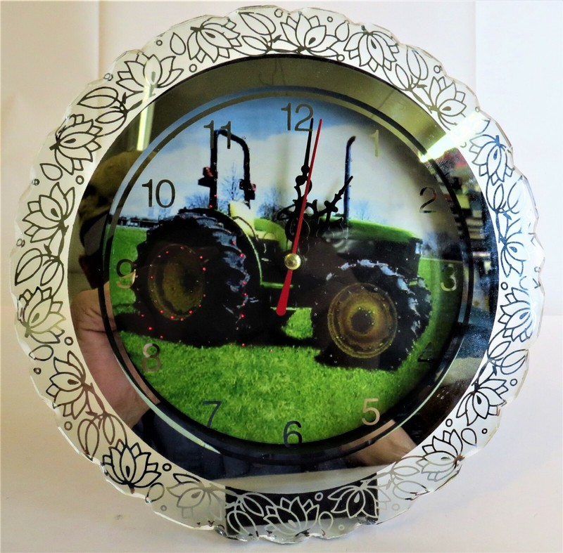 John Deere Glass Clock - Battery-Operated - Tested - Keeps Perfect Time! gallery