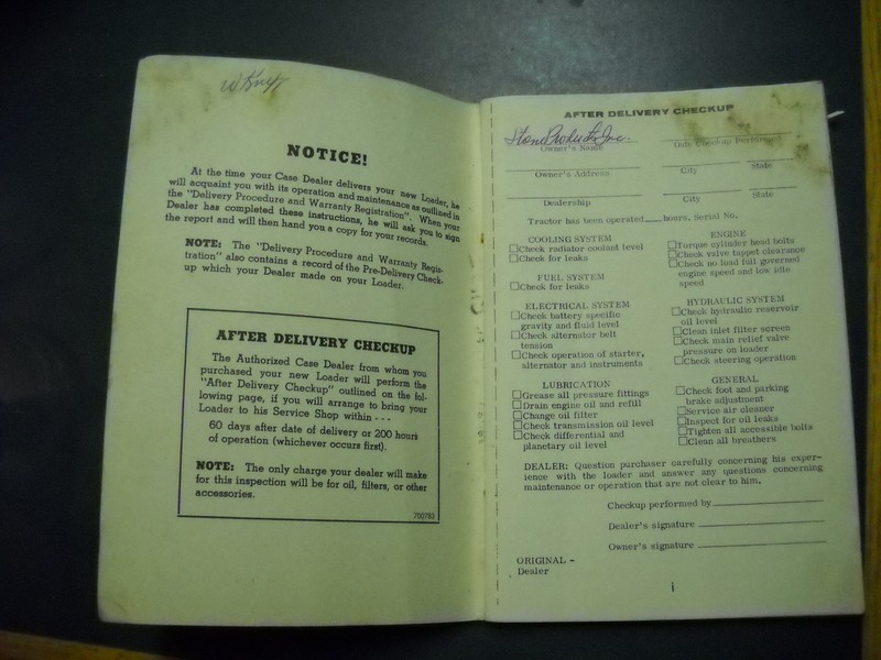 CASE W 26 SERIES B LOADER OPERATORS MANUAL FORM NO 9-2711 gallery