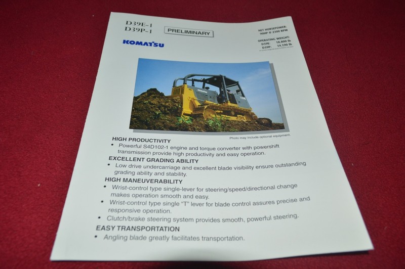 Komatsu D39E-1 D39P-1 Dozer Crawler Tractor Dealer’s Brochure DCPA9