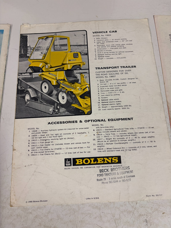 3 - Bolens and FMC Garden Tractor Dealers Sales Brochure Vintage 1970's 1960's gallery