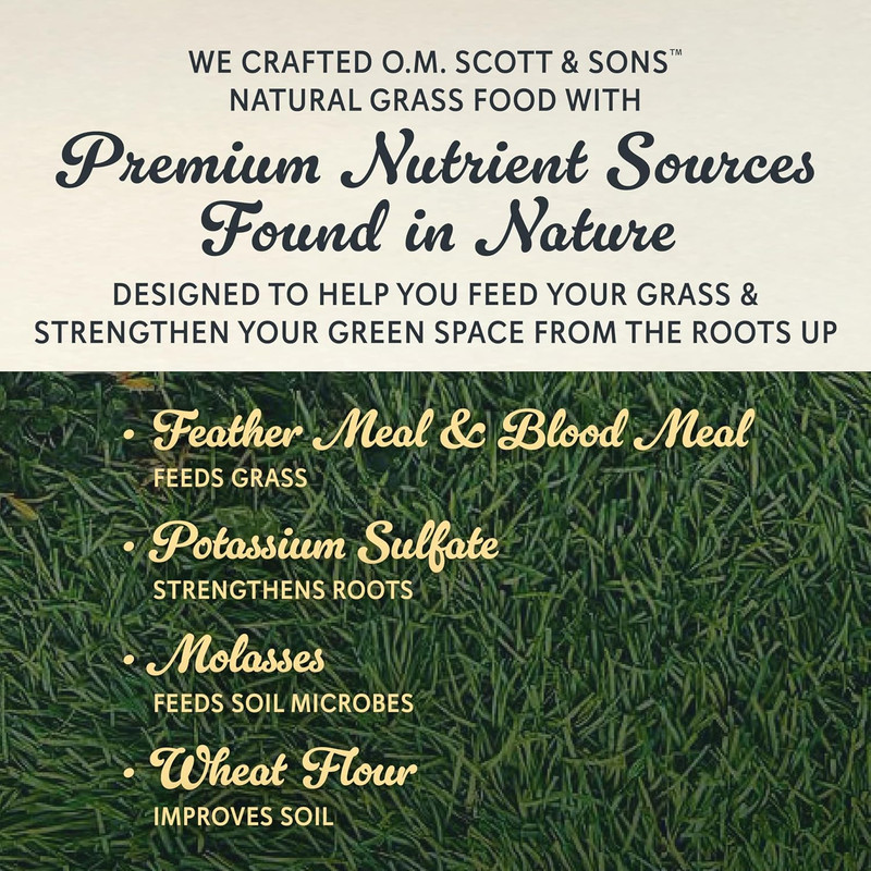 O.M. Scott and Sons Natural Grass Food - Grass Fertilizer for Lawns, Feeds up to gallery