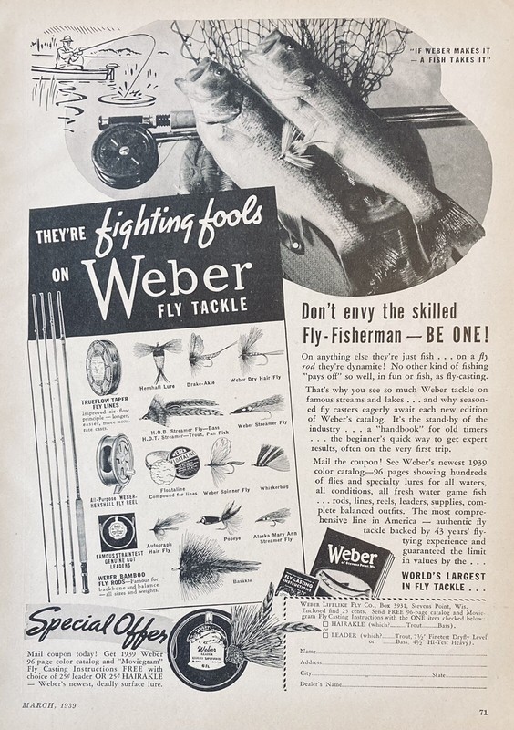 1939 AD(XH3)~WEBER LIFELIKE FLY CO. STEVENS PT. WIS. WEBER FLY TACKLE