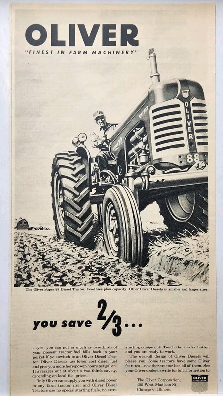 1956 Oliver Super 88 Tractor Diesel Farmer Farm Print Ad Chicago Illinois