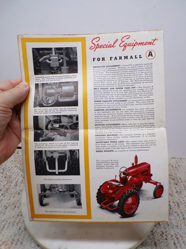 1939-1947 Farmall A Tractor One-Row IH Color Foldout Mailing Brochure A-355-DD gallery