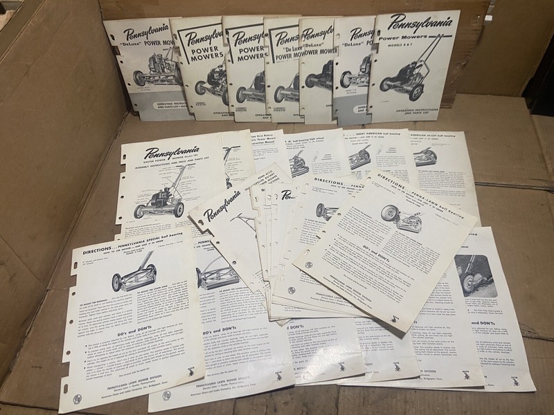 Pennsylvania Lawn Mower Reel Rotary Instructions / Parts List LOT T35 T45 R9 180