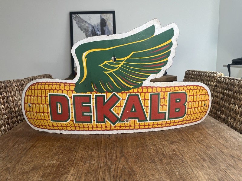 Vintage Dekalb corn sign masonite