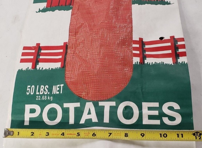 6 Red Barn Potatoes "Empty" Paper Shipping Bags ~ New Old Stock Potato Bags ~ gallery