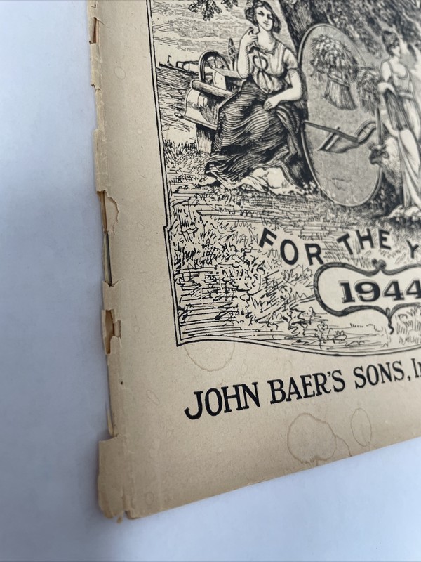 Vintage 1944 John Baers Sons Agricultural Almanac Lancaster Penn Farmers Almanac gallery