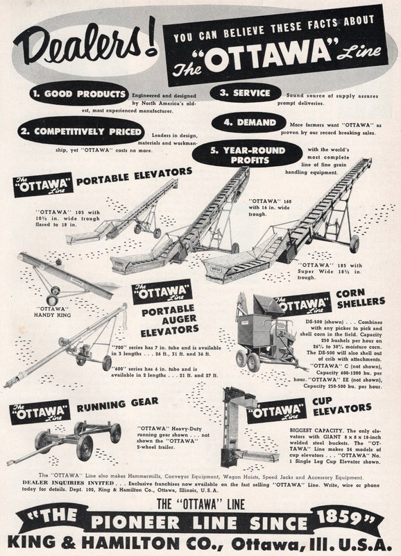 1954 Dealer Print Ad of King & Hamilton The Ottawa Line Farm & Tractor Equipment