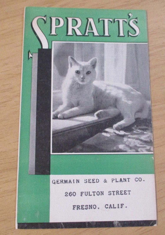 VTG 1930’s SPRATT’S FOOD for CATS~Medicine/Supplies BROCHURE~Fresno CAL~