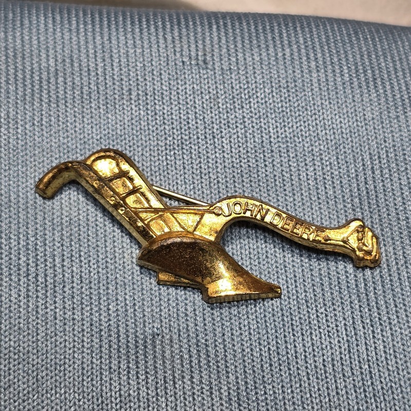 Antique John Deere Plow Pin Robbins Co Attleboro Gold Tone