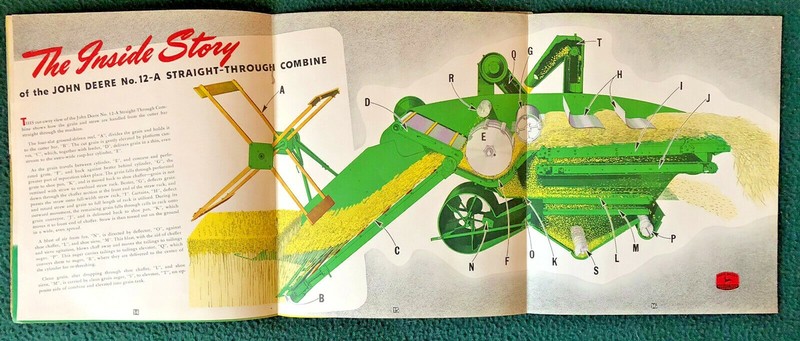 JOHN DEERE COMBINE CATALOG c.1946 + c.1941 Advertising Sheet for SWEEP RAKE gallery