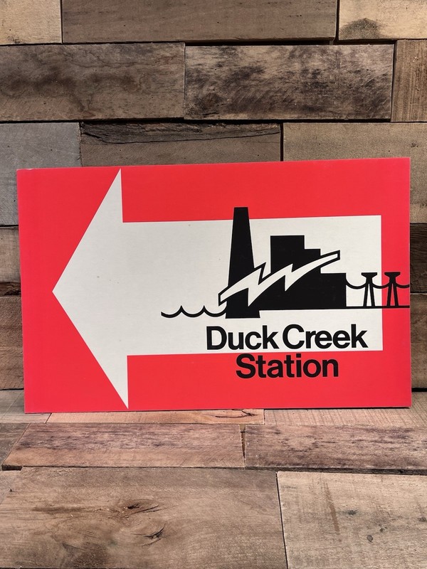 Vintage Cardboard Sign Duck Creek Power Plant Station Canton ILL IL Illinois