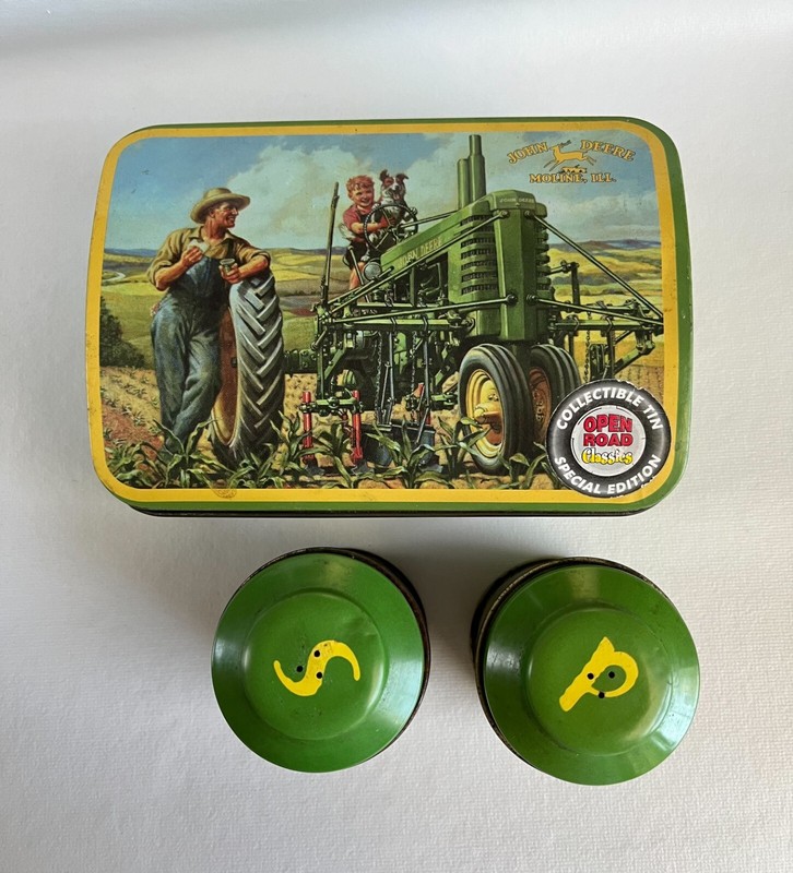 John Deere Moline, Ill. Special Edition Collector Tin w/Salt & Pepper Shaker Set gallery