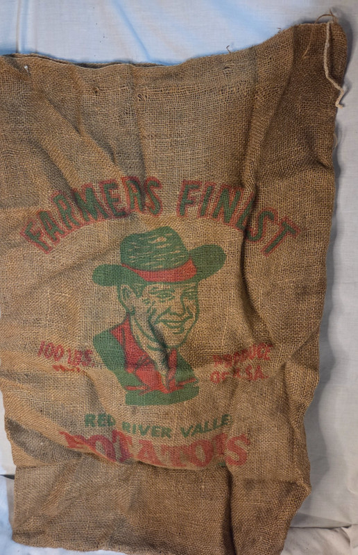 Vintage Red River Valley Farmers Finest Burlap Potato Sack 100 LB USA