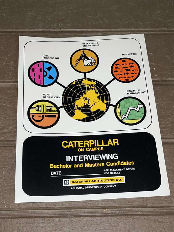 Vintage CAT Flyer - On Campus Interview Engineering Candidates - Poster Sign PBF