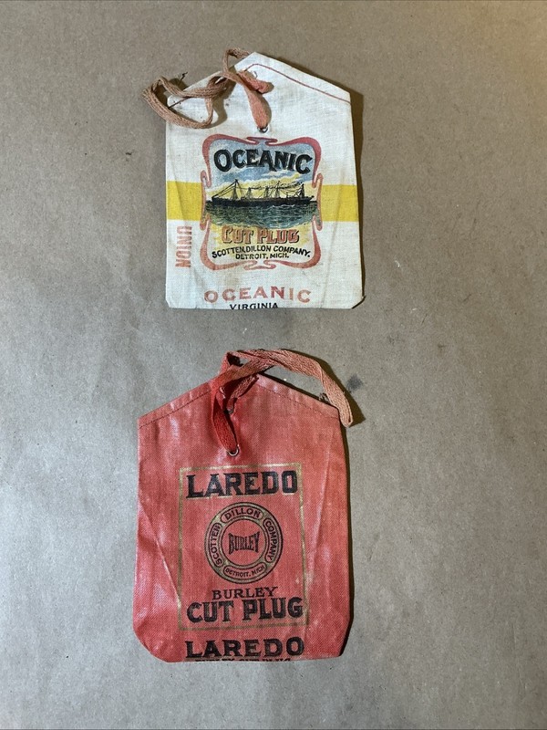 Pair Of 2 Empty Cut Plug Tobacco Bags Oceanic Cut Plug Laredo As Is INV-AA03