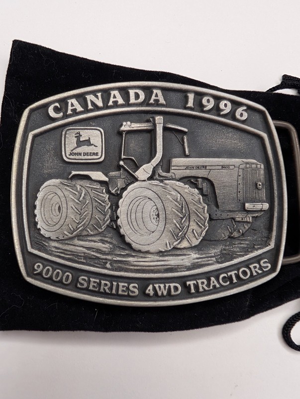 Vtg 1996 John Deere Canada Belt Buckle 9000 Series 4WD Tractor Spec Cast Pouch