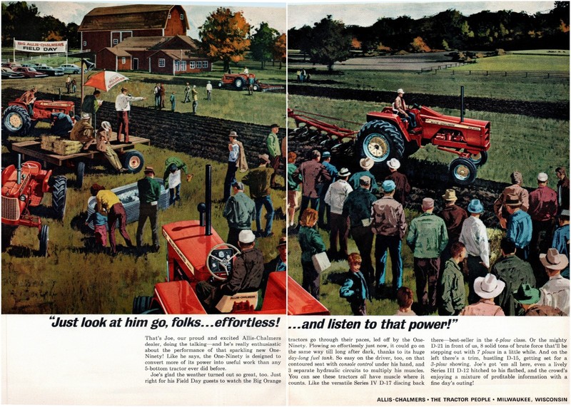 1964 Allis-Chalmers One Ninety Tractor Field Day 60’s Vintage 2-Page Print Ad